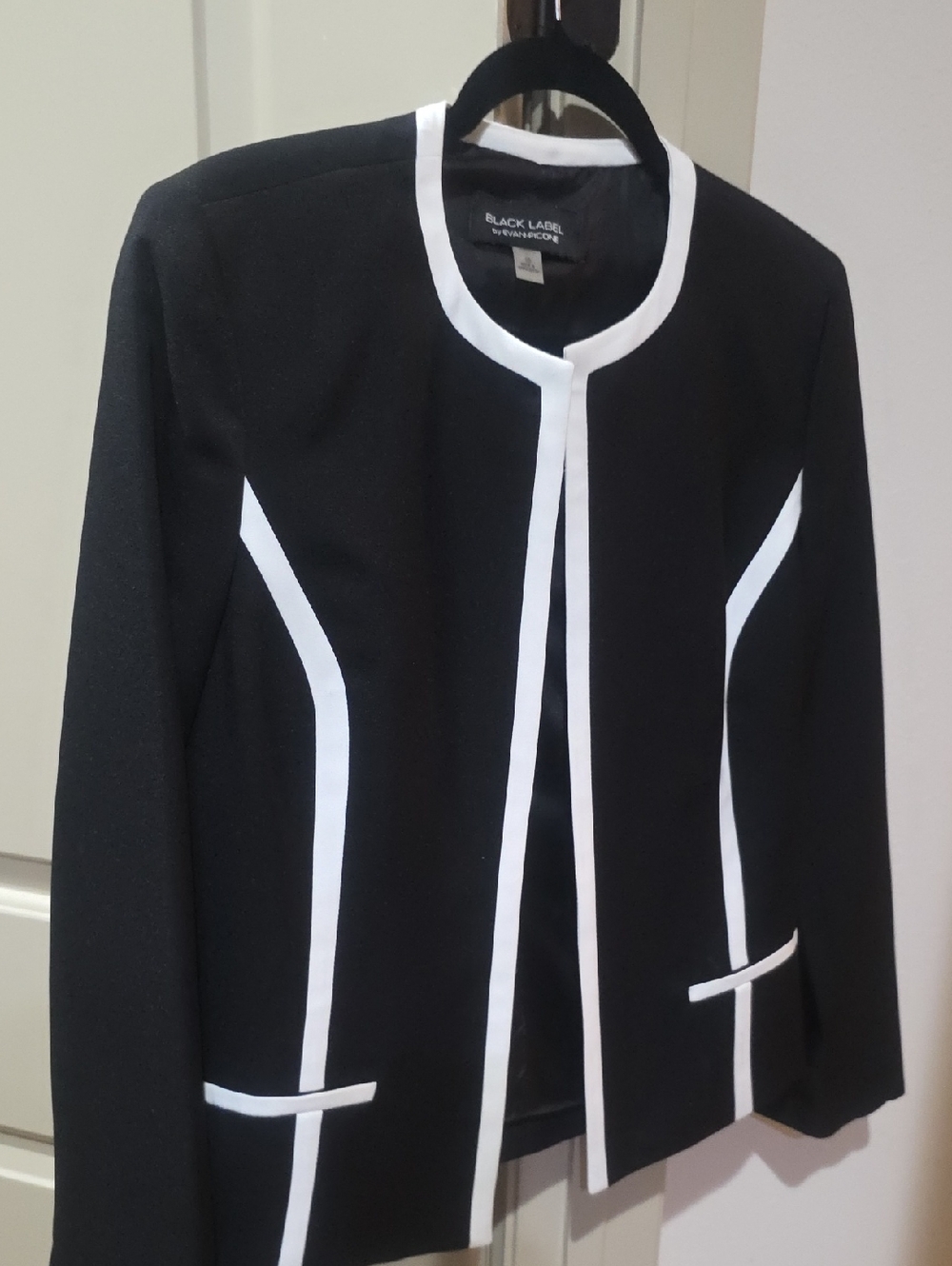 Evan Picone Black Jacket with White Trim